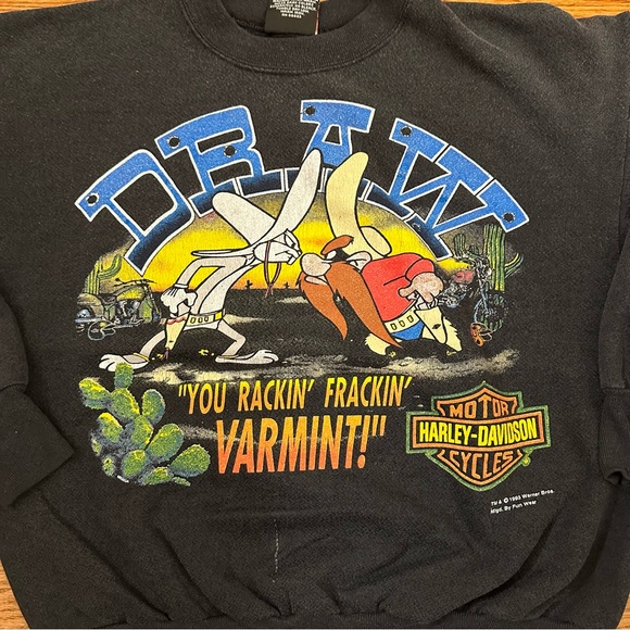 Vintage 1993 Harley-Davidson x Looney Tunes Sweatshirt Bugs Bunny size Large - Picture 4 of 5